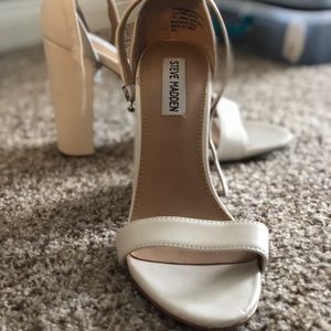 White Steve Madden block heel